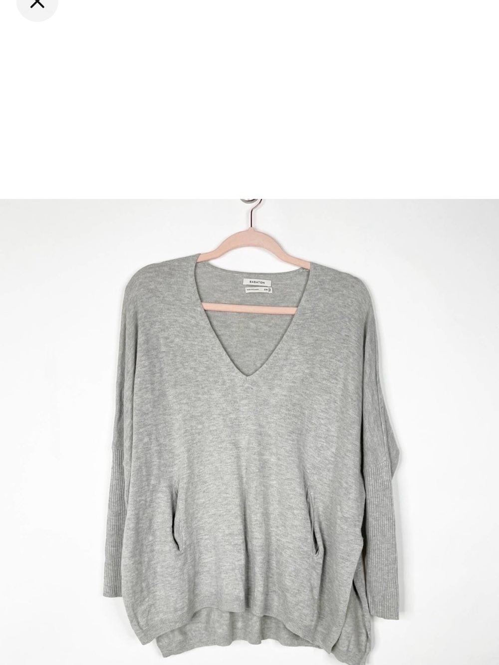 Aritzia Babaton Baylor Sweater Small V Neck Wool Blend Gray Oversized #1495